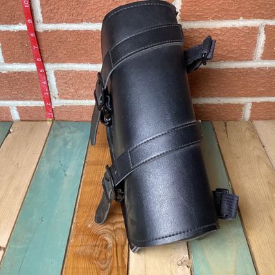 Black Faux Leather Motorcycle Swingarm Saddlebag