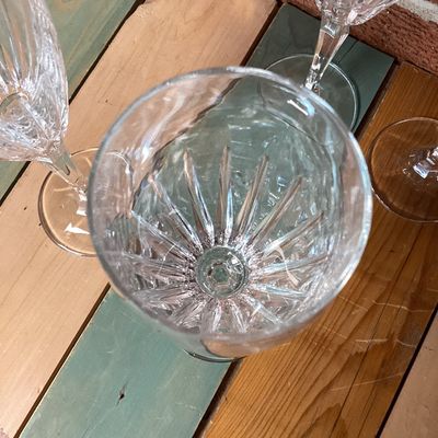Vintage Cut Glass Champagne Flutes - Set of 5
