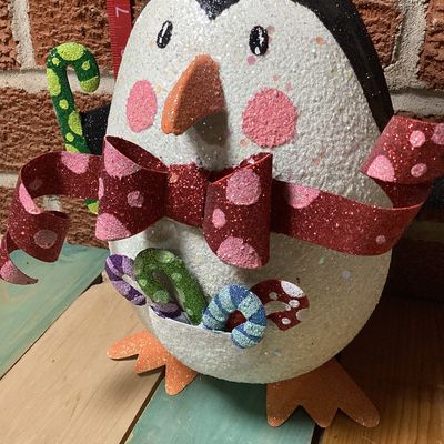 Glittery Christmas Penguin Tabletop Decoration