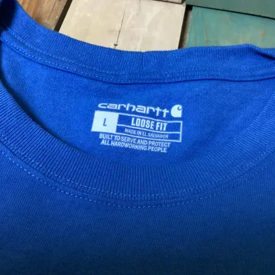 Carhartt Men’s Large Loose Fit Blue Short Sleeve Workwear Pocket T-Shirt Logo Tee