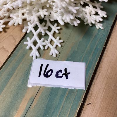 Glittery White Plastic Snowflake Ornaments - 16 Count