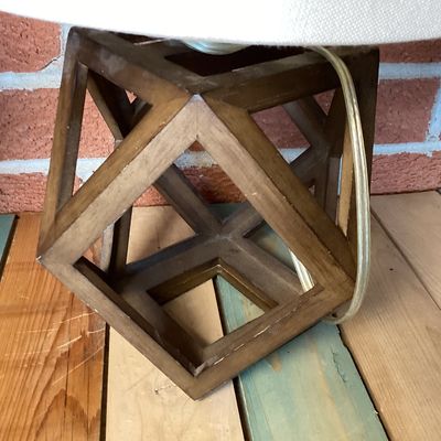 Pair of Modern Geometric Wood Table Lamps