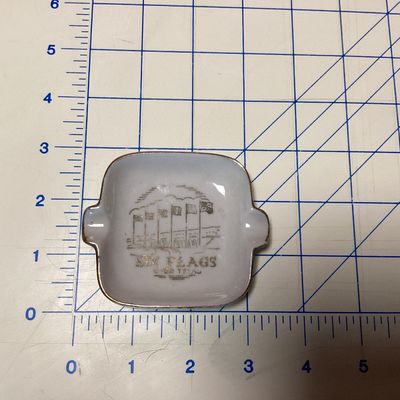 Vintage Six Flags Over Texas Ceramic Mini Ashtray
