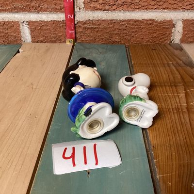 Vintage Peanuts Snoopy and Lucy Ceramic Salt & Pepper Shakers