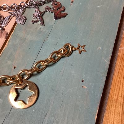 Milor Stainless Steel Angel Charm Bracelet & Gold-Tone Charm Bracelet Set