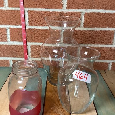 Assorted Glass Vases and Dipped Bloom Jar - Set of 3