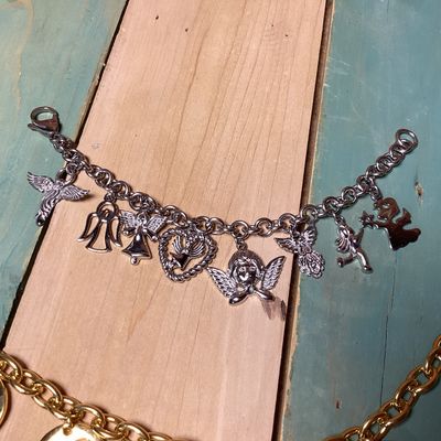 Milor Stainless Steel Angel Charm Bracelet & Gold-Tone Charm Bracelet Set