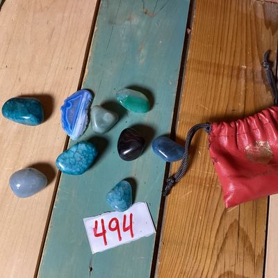 Assorted Polished Gemstones and Crystals with Red Pouch