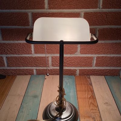 Vintage Style White Glass Bankers Desk Lamp