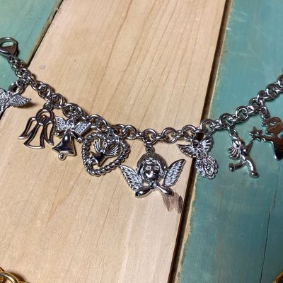 Milor Stainless Steel Angel Charm Bracelet & Gold-Tone Charm Bracelet Set
