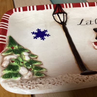 Carpentree "Let Heaven & Nature Sing" Ceramic Snowman Platter