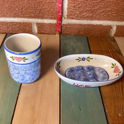 R.B. Bernarda Portugal Ceramic Tumbler and Soap Dish Set