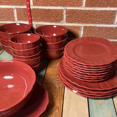 JCP Home Red Ceramic Dinnerware Set - 30+ Pieces