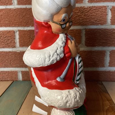 Vintage Hand-Painted Ceramic Santa and Mrs. Claus Figures