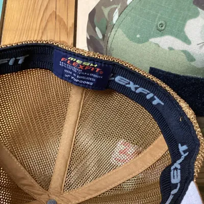 Lot of 3 Men’s Tactical Hats – Black On Ammo Trucker, Camo Hook & Loop Patch Cap & Zapped Gunny Red Sword Shield Cap