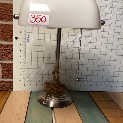 Vintage Style White Glass Bankers Desk Lamp