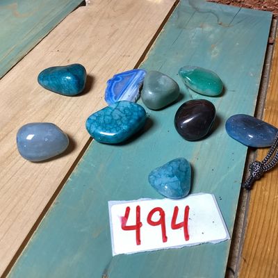 Assorted Polished Gemstones and Crystals with Red Pouch