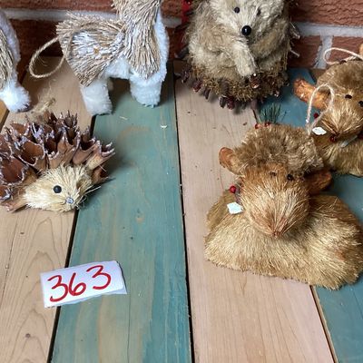 Assorted Sisal and Burlap Woodland Animal Christmas Ornaments - Set of 7