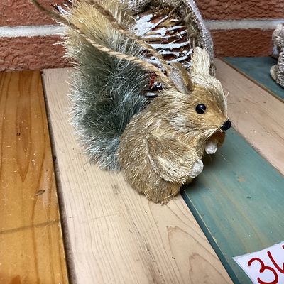 Rustic Sisal Squirrel and Snowman Holiday Ornaments - Set of 5