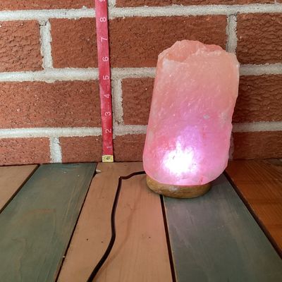 Color-Changing USB Himalayan Salt Lamp on Wooden Base