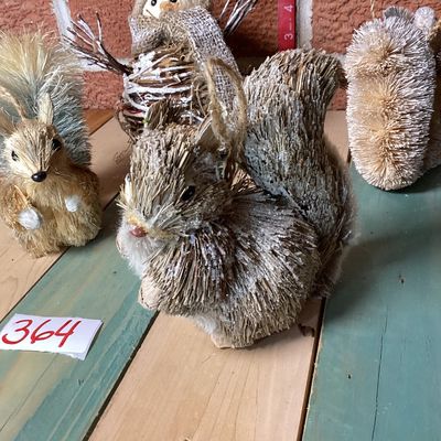Rustic Sisal Squirrel and Snowman Holiday Ornaments - Set of 5