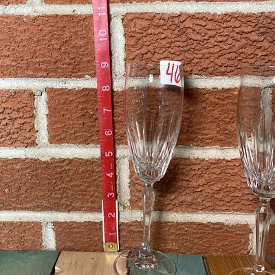 Vintage Cut Glass Champagne Flutes - Set of 5
