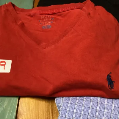 Lot 309 – Men’s Designer Clothing Lot – Tommy Hilfiger XL V-Neck Sweater & Dress Shirt + Polo Ralph Lauren XL V-Neck T-Shirt
