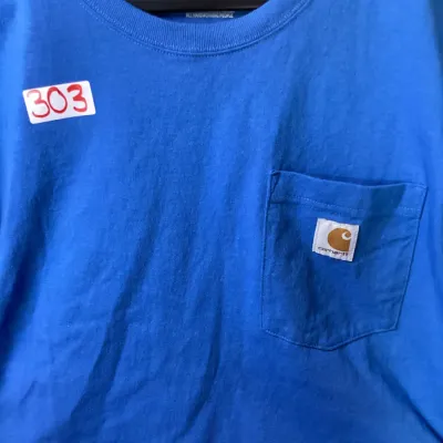 Carhartt Men’s Large Loose Fit Blue Short Sleeve Workwear Pocket T-Shirt Logo Tee