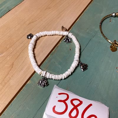 Elephant Charm & Beaded Gold-Tone Bangle