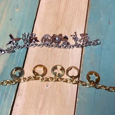 Milor Stainless Steel Angel Charm Bracelet & Gold-Tone Charm Bracelet Set