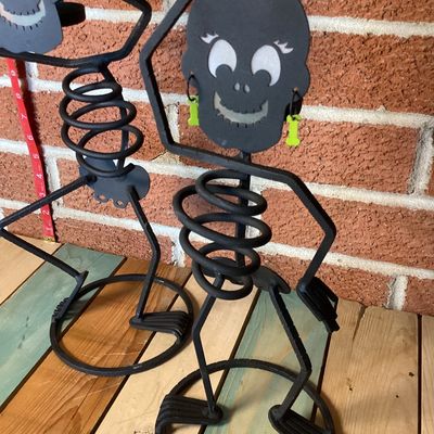 PartyLite Metal Dancing Skeleton Tealight Candle Holders - Pair