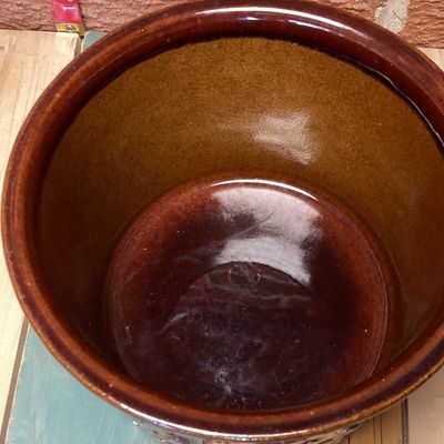 Vintage Haeger USA Pottery Brown Glazed Planter Crock #5062