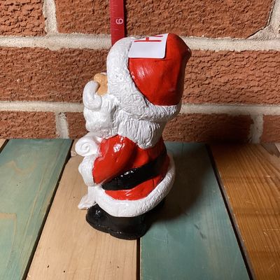 Vintage Hand-Painted Ceramic Santa Claus Figurine with List (1982)