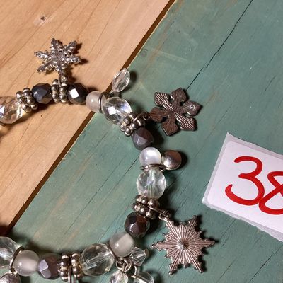 Beaded Snowflake Charm Stretch Bracelet