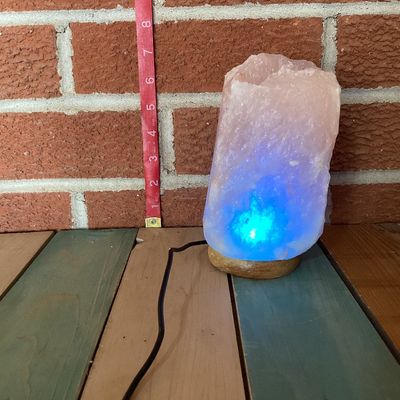 Color-Changing USB Himalayan Salt Lamp on Wooden Base