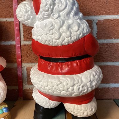 Vintage Hand-Painted Ceramic Santa and Mrs. Claus Figures