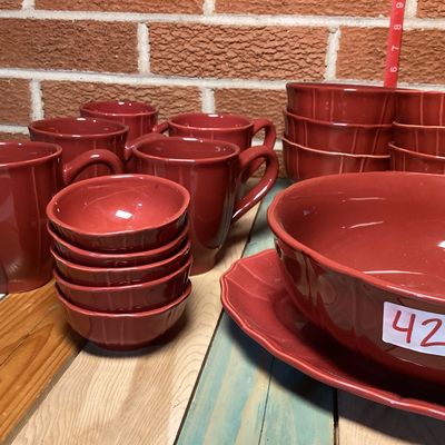 JCP Home Red Ceramic Dinnerware Set - 30+ Pieces
