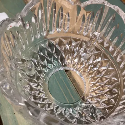 Vintage Cut Glass Lamp Shade with Diamond Pattern- FAIRLY LAMP TOP.