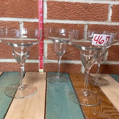 Set of 5 Clear Glass Margarita Stemware