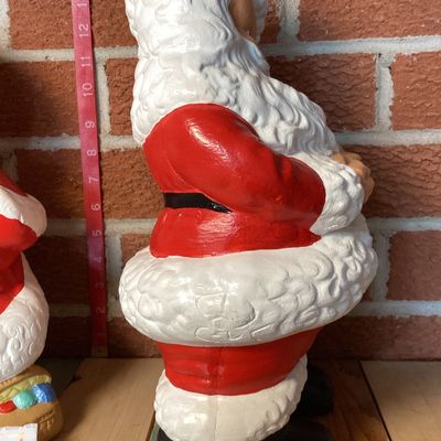 Vintage Hand-Painted Ceramic Santa and Mrs. Claus Figures