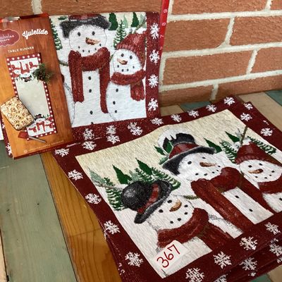 St. Nicholas Square Yuletide Snowman Table Runner & Placemats Set