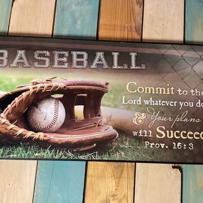 P. Graham Dunn Baseball Scripture Wooden Wall Plaque - Proverbs 16:3