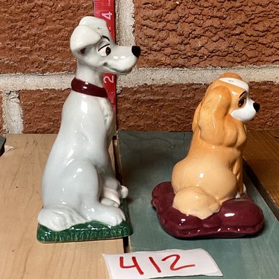 Disney Lady and the Tramp Ceramic Salt and Pepper Shakers Set