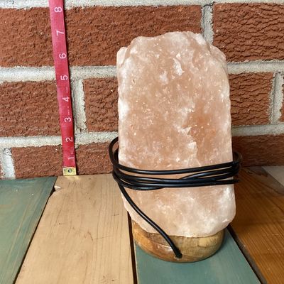Color-Changing USB Himalayan Salt Lamp on Wooden Base
