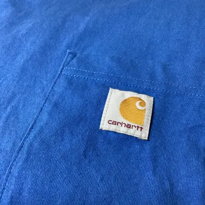 Carhartt Men’s Large Loose Fit Blue Short Sleeve Workwear Pocket T-Shirt Logo Tee