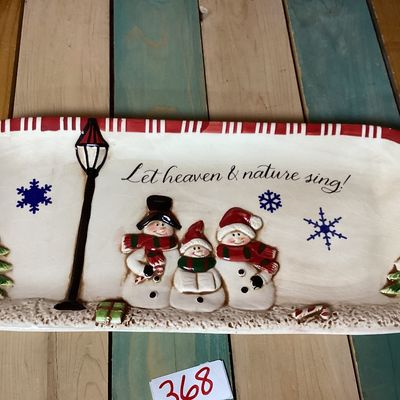 Carpentree "Let Heaven & Nature Sing" Ceramic Snowman Platter