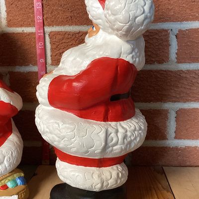 Vintage Hand-Painted Ceramic Santa and Mrs. Claus Figures