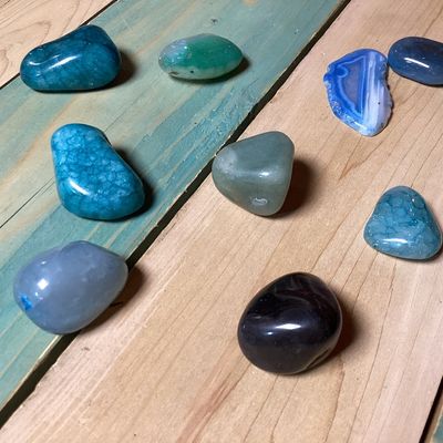 Assorted Polished Gemstones and Crystals with Red Pouch