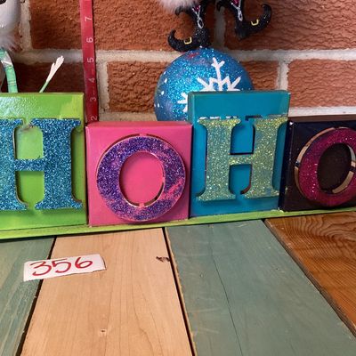 Pier 1 Christmas Tabletop Decor - Santa, Snowman, Reindeer & Ho Ho Ho Sign