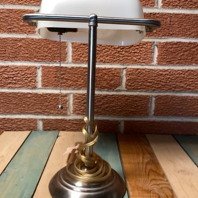Vintage Style White Glass Bankers Desk Lamp